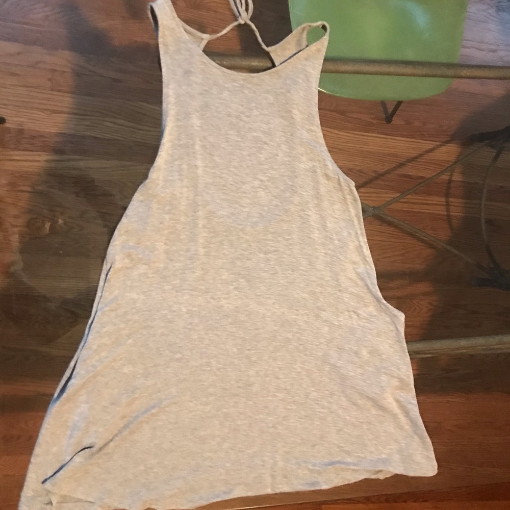 Grey, Open-Back, Tank Dress